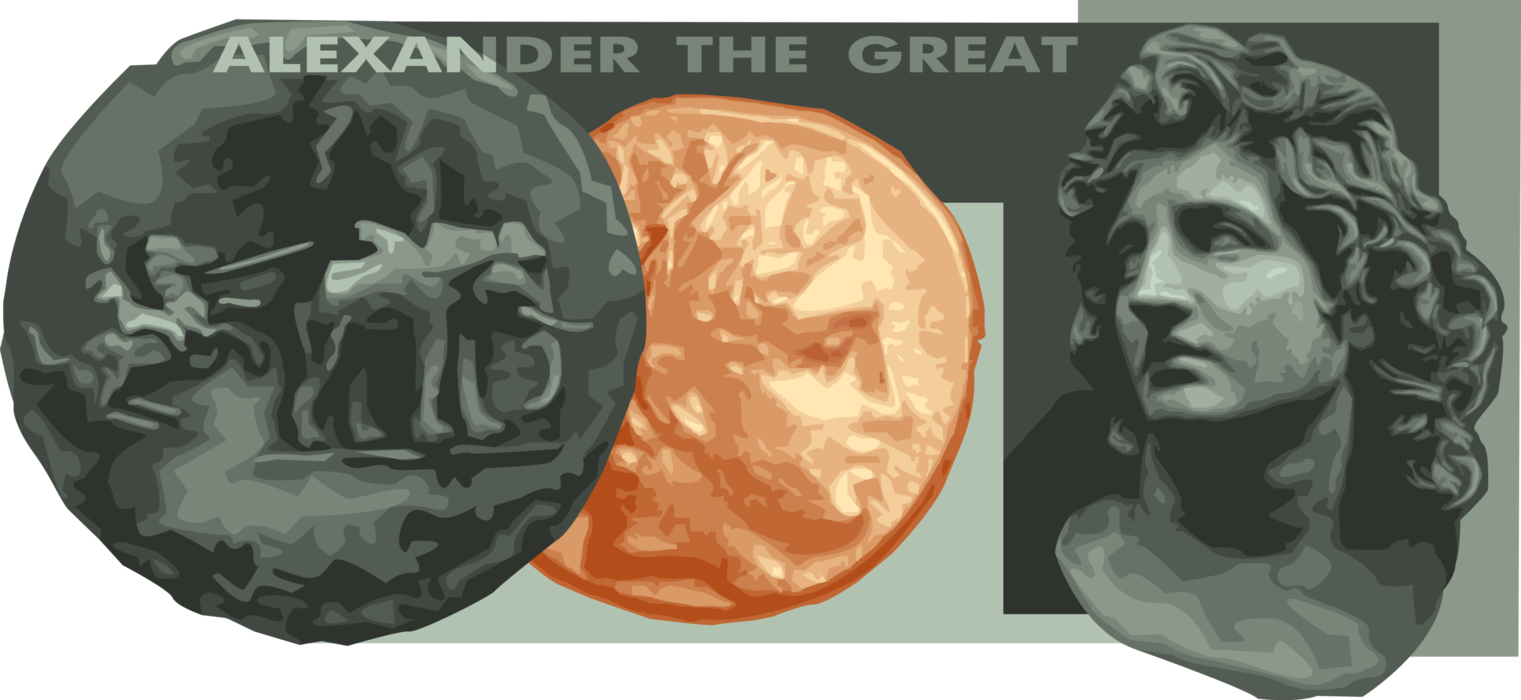 Vector Illustration of Alexander the Great King of Ancient Greek Kingdom of Macedon