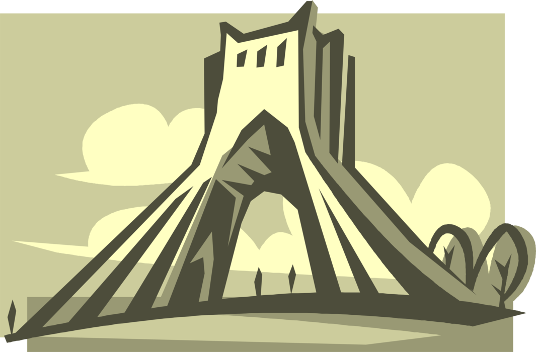 Vector Illustration of Azadi Tower Monument in Azadi Square, Tehran, Iran