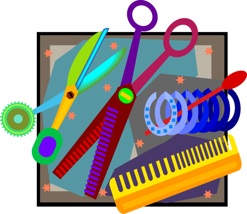 Vector Illustration of Beauty and Cosmetics Beautician Hair Stylist Instruments and Tools