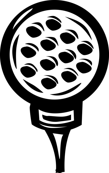 Vector Illustration of Sport of Golf Ball on Golfing Tee