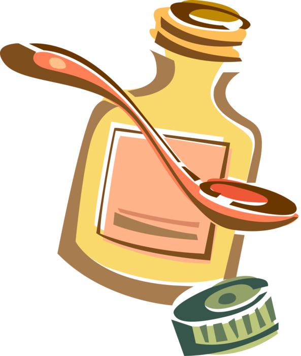 Vector Illustration of Cough and Cold Medication Medicine Cough Syrup with Spoon