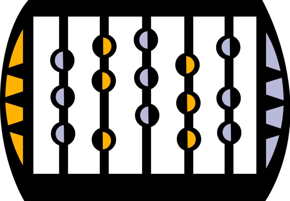 Vector Illustration of Abacus Counting Bead Frame Calculating Tool