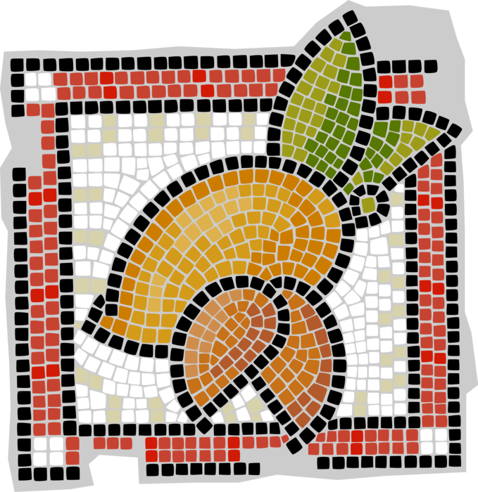 Vector Illustration of Decorative Mosaic Mangos Juicy Stone Fruit Drupe