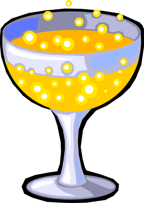 Vector Illustration of Champagne Carbonated Sparkling Wine Alcohol Beverage from the Champagne Region of France 