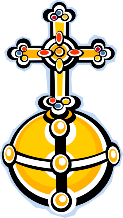 Vector Illustration of Royal Orb with Christian Religious Crucifix Cross
