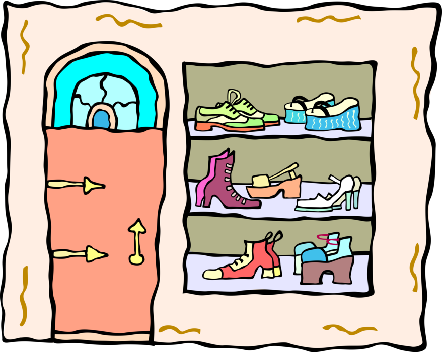 Vector Illustration of Retail Footwear Shoe Store