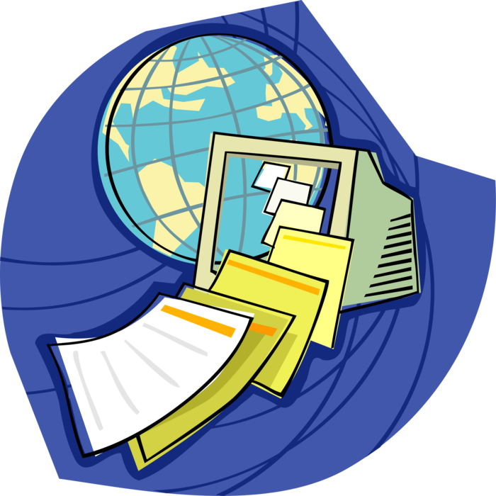Vector Illustration of Internet and Computer Information Technology with Planet Earth