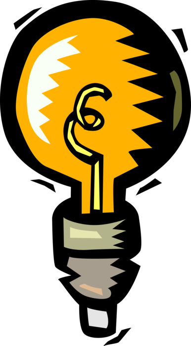 Vector Illustration of Electric Light Bulb Symbol of Invention, Innovation, Inspiration and Good Ideas