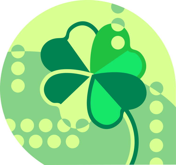 Vector Illustration of St Patrick's Day Four-Leaf Clover Irish Shamrock Brings, Faith, Hope, Love, and Good Luck