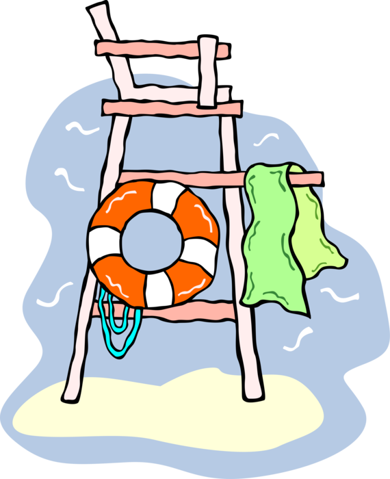 Vector Illustration of Lifeguard Tower to Watch and Supervise Swimmers and Prevent Drownings