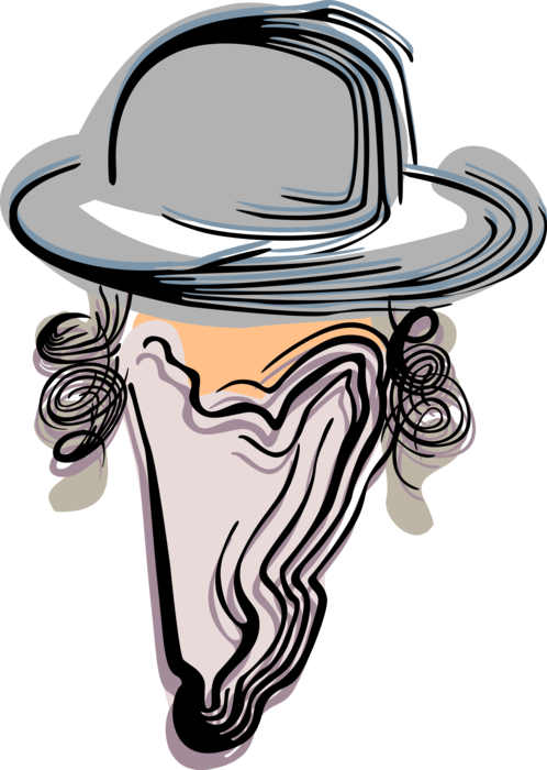 Vector Illustration of Judaism Jewish Rabbi Teaches Torah in Hebrew Synagogue