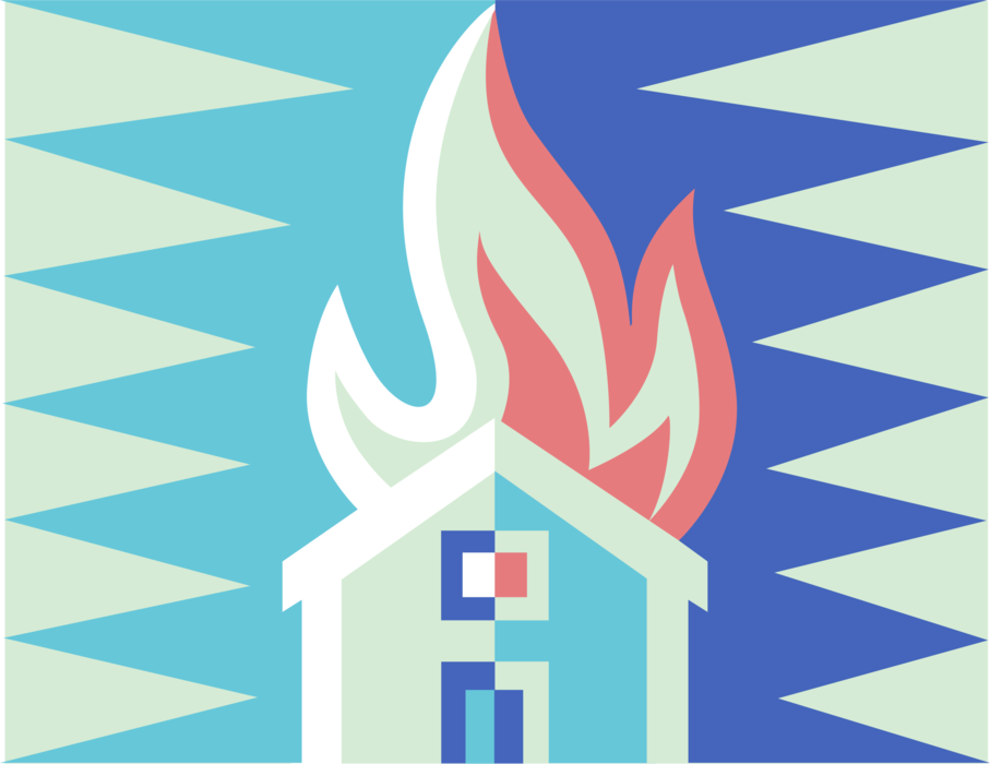 Vector Illustration of Housefire Burning House on Fire