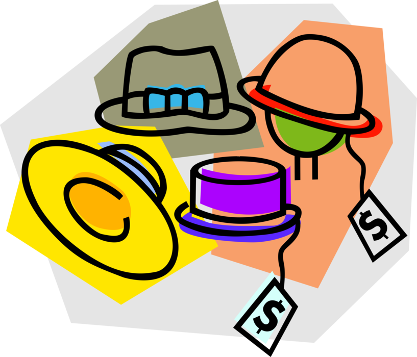 Vector Illustration of Retail Headwear Hats with Sales Tags