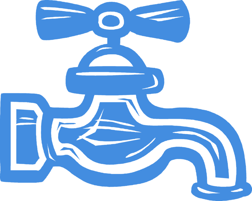 Vector Illustration of Water Tap Sink Faucet Controlls Release of Liquid