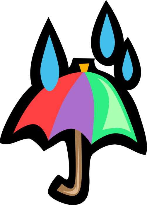 Vector Illustration of Umbrella or Parasol Provides Protection from Inclement Weather Rain or Bright Sunlight