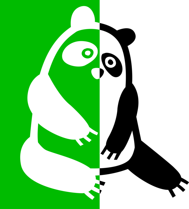 Vector Illustration of Chinese Giant Panda Bear Endangered Species Bear