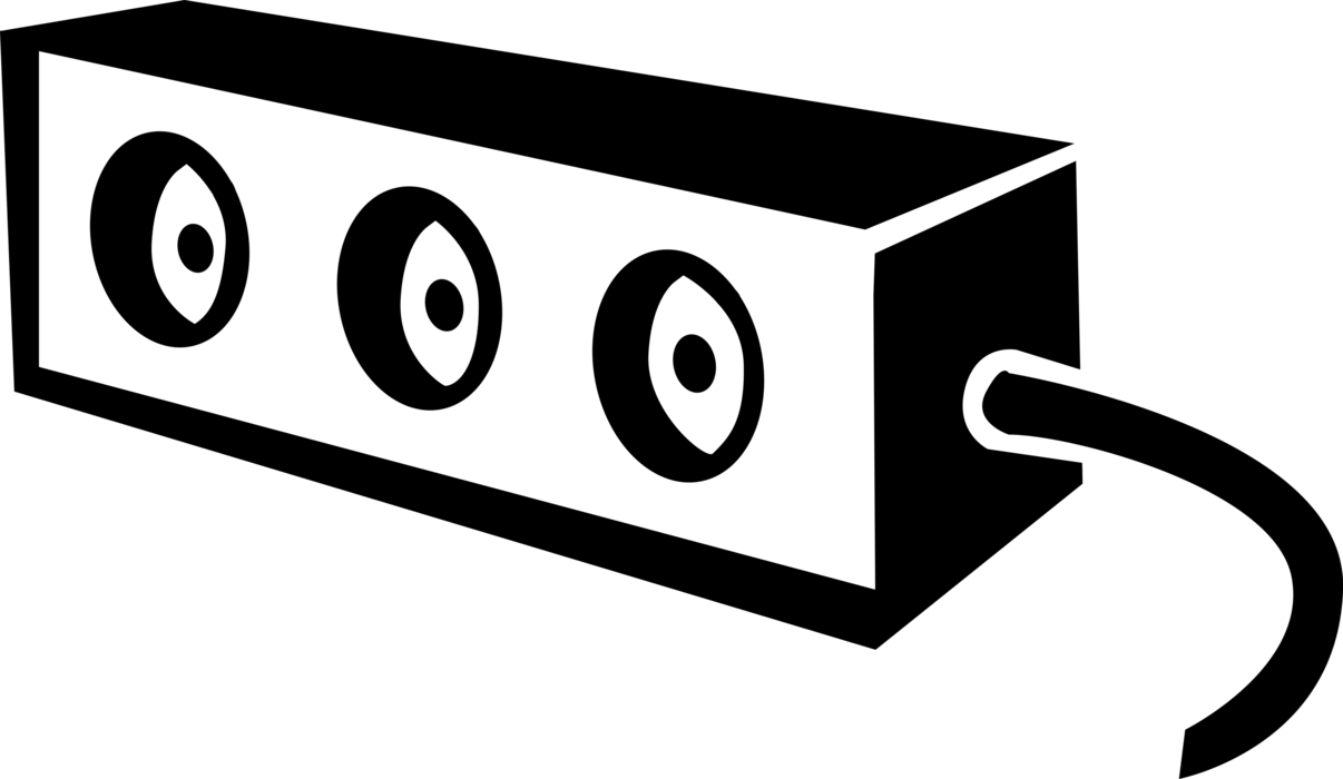 Vector Illustration of Power Strip or Power Bar Block of Electrical Sockets