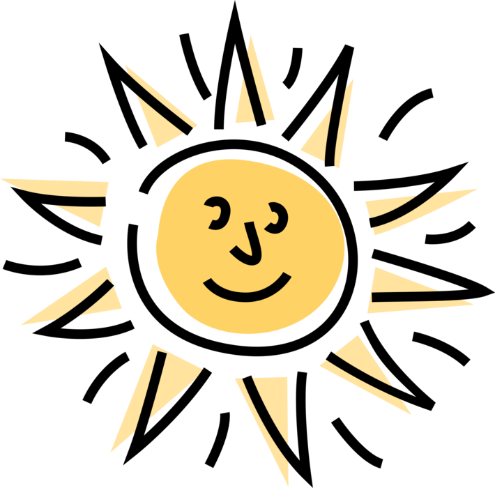 Vector Illustration of Anthropomorphic Sun Sunshine