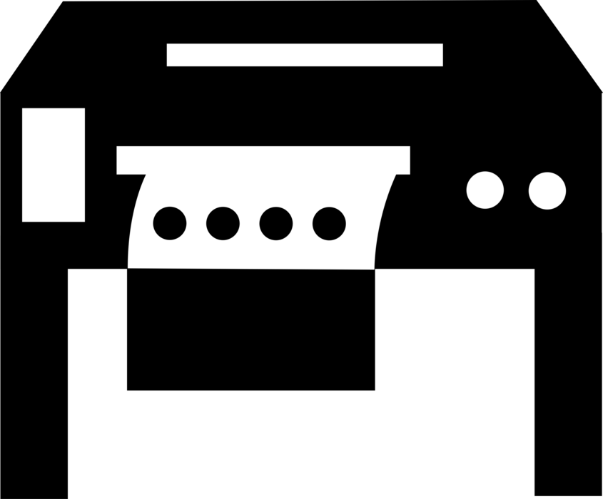 Vector Illustration of Computer Printer Peripheral Document Printing Device