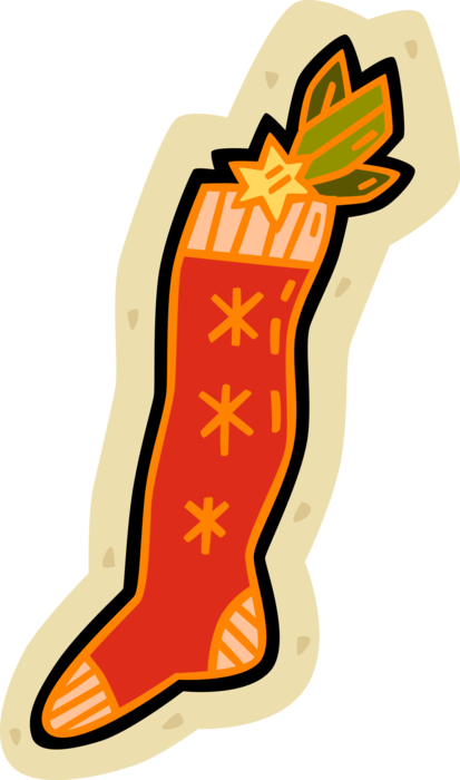 Vector Illustration of Festive Season Christmas Stocking with Holly Decoration
