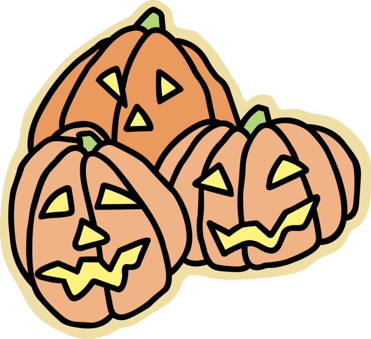 Vector Illustration of Halloween Trick or Treat Jack-o'-Lantern Carved Pumpkin