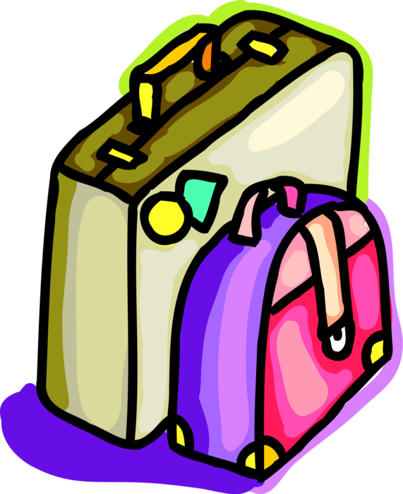 Vector Illustration of Traveler's Baggage or Luggage Suitcase