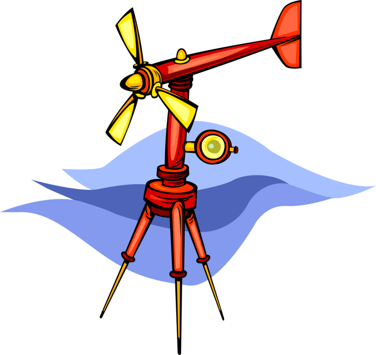 Vector Illustration of Weather Vane or Weathercock Wind Direction Indicator