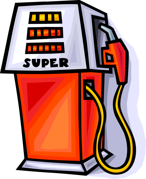 Vector Illustration of Gasoline Petroleum Fossil Fuel Service Station Gas Pump and Hose