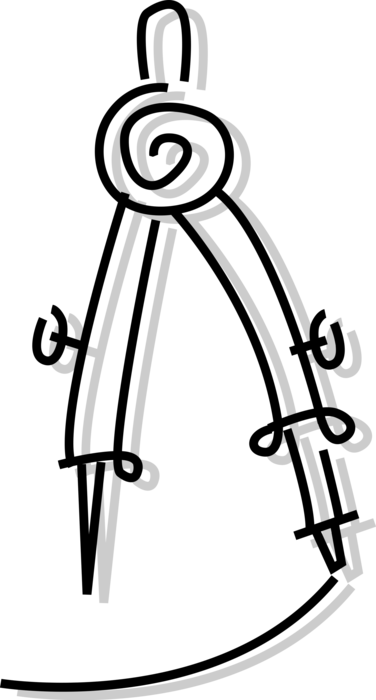Vector Illustration of Measurement Compass used in Geometry, Navigation and Drafting