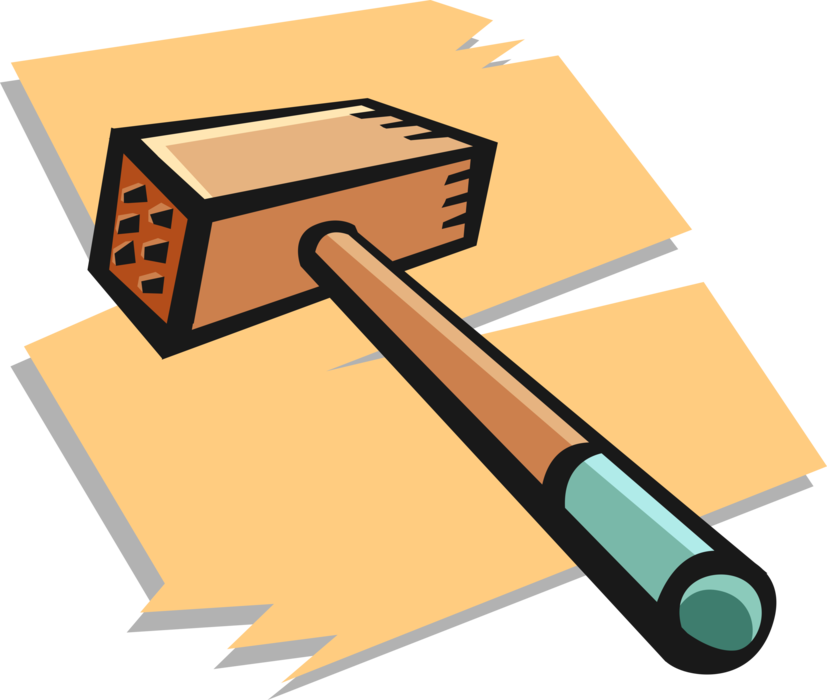 Vector Illustration of Carpentry and Woodworking Wooden Mallet Knocks Wooden Pieces Together, or Drives Dowels and Chisels