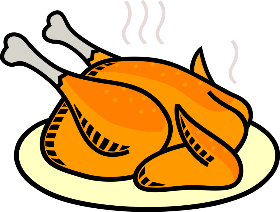 Vector Illustration of Domesticated Fowl Roast Poultry Chicken Dinner