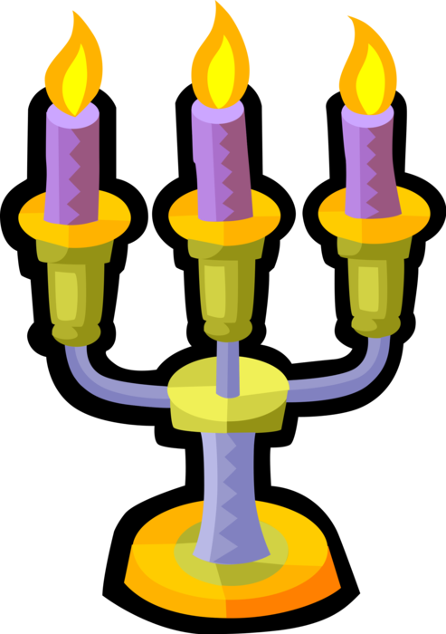 Vector Illustration of Candelabra Candlestick Holder with Candles