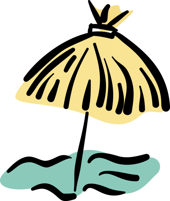 Vector Illustration of Umbrella or Parasol Provides Protection from Inclement Weather Rain or Bright Sunlight