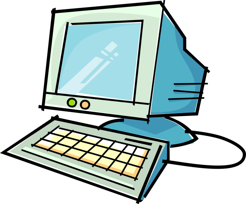Vector Illustration of General Purpose Programmable Electronic Computer Device with Keyboard