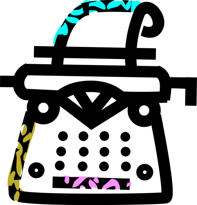 Vector Illustration of Typewriter Mechanical Machine for Writing Characters as in Movable Type Letterpress Printing