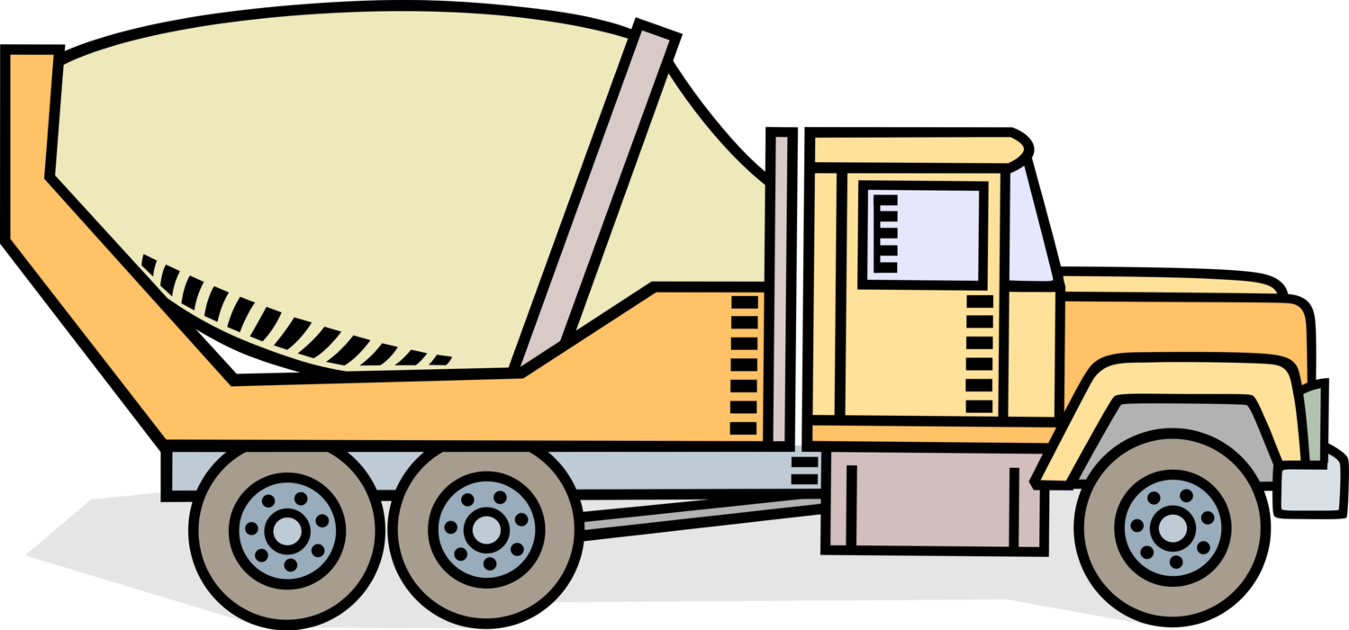 Vector Illustration of Construction Industry Heavy Machinery Equipment Concrete Cement Mixer Truck