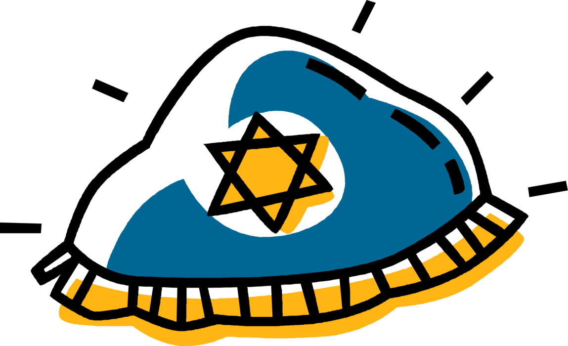 Vector Illustration of Jewish Kippah Kip Yarmulke Cap with Star of David