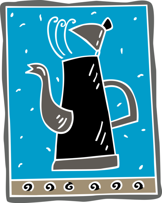 Vector Illustration of Coffee Pot Brews Fresh Coffee