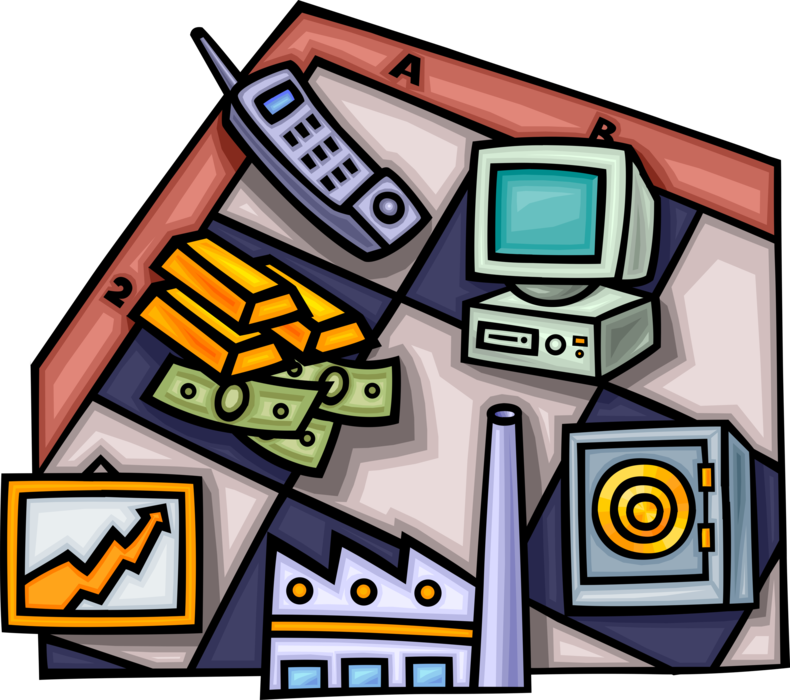 Vector Illustration of Industrial Manufacturing Business Economic and Financial Benefits