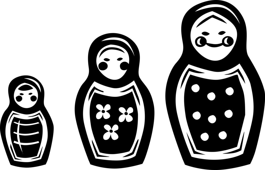 Vector Illustration of Matryoshka or Matrioshka Russian Babushka Nesting Dolls