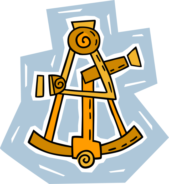 Vector Illustration of Sextant Navigation Instrument Measures Angle Between Two Visible Objects