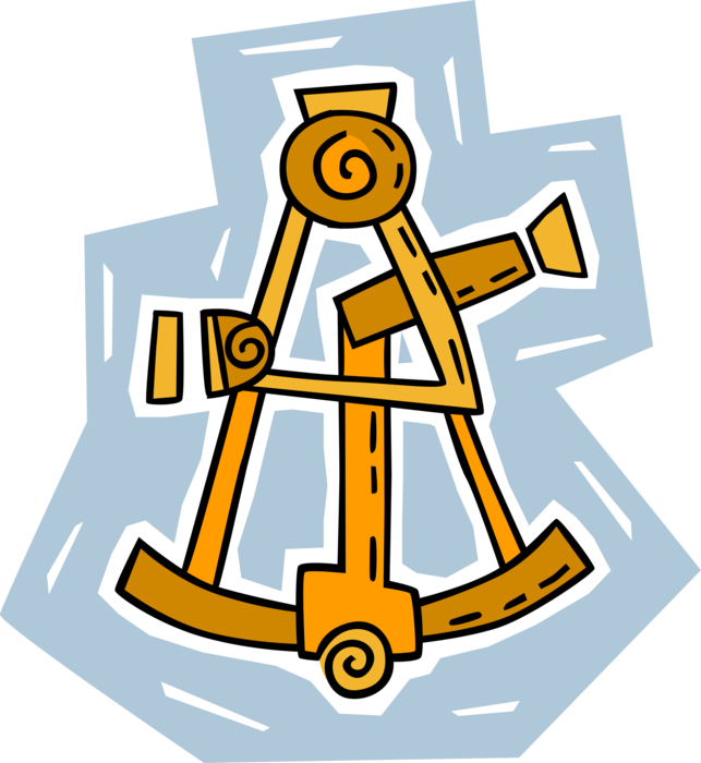 Vector Illustration of Sextant Navigation Instrument Measures Angle Between Two Visible Objects