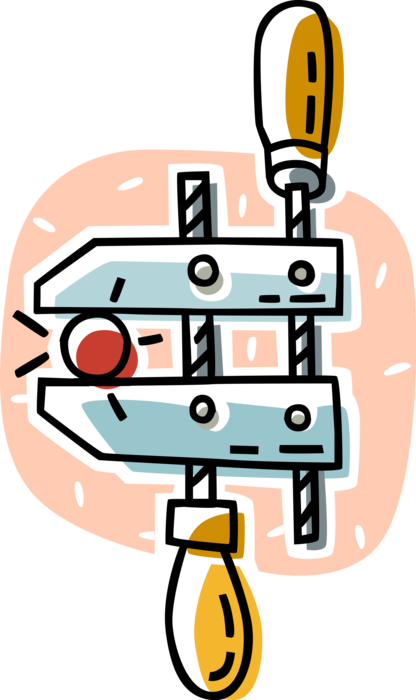 Vector Illustration of Woodworking and Carpentry Hand Screw Clamps 