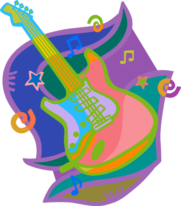 Vector Illustration of Electric Guitar Stringed Musical Instrument