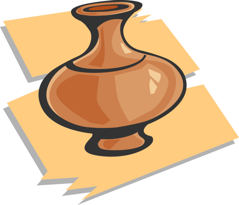 Vector Illustration of Clay Pottery Flower Vase