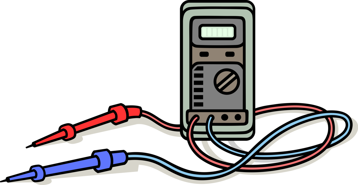 Vector Illustration of Voltage Test Meter Determines Presence of Absence of Electric Alternating Current AC