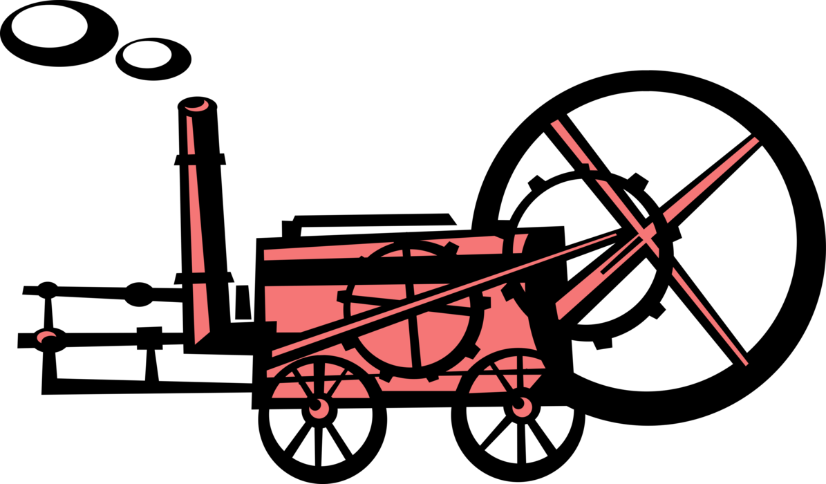 Vector Illustration of Farm Equipment Steam Engine Tractor