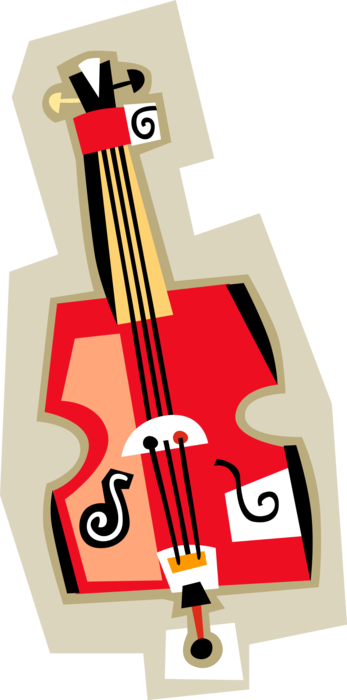 Vector Illustration of Bass Violin or Double Bass Bowed Symphony Orchestra Musical String Instrument