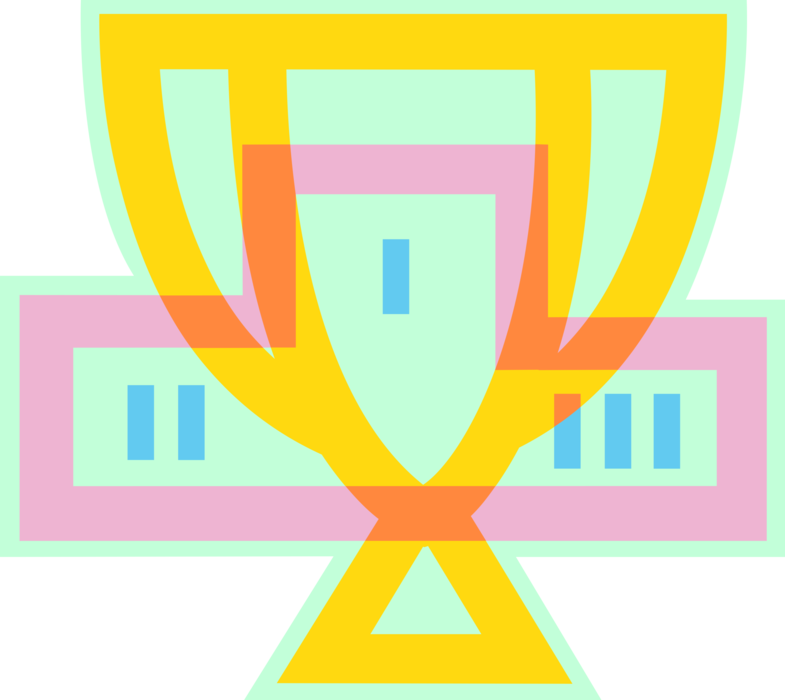 Vector Illustration of Trophy Recognizes Specific Achievement or Evidence of Merit with Podium