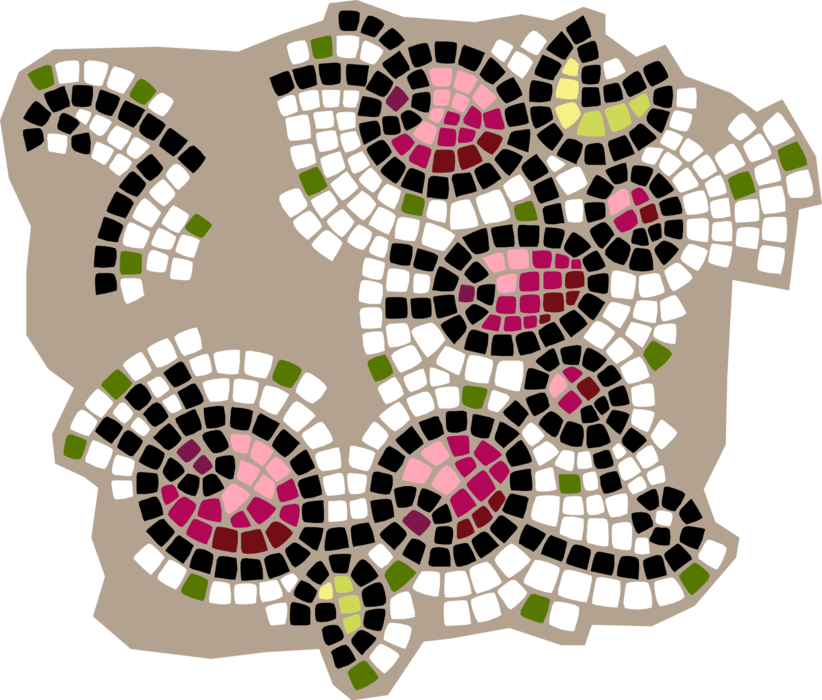Vector Illustration of Decorative Mosaic Fruit Cherries